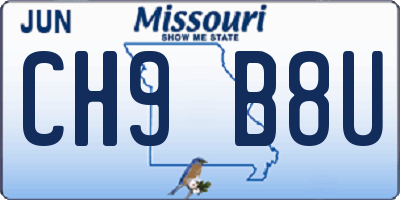 MO license plate CH9B8U
