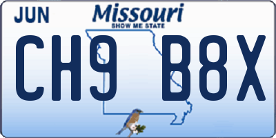 MO license plate CH9B8X