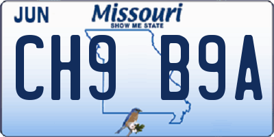 MO license plate CH9B9A