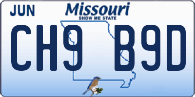 MO license plate CH9B9D