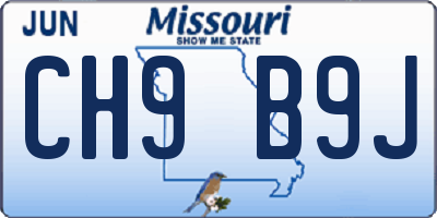 MO license plate CH9B9J