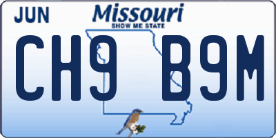 MO license plate CH9B9M