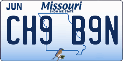 MO license plate CH9B9N