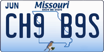 MO license plate CH9B9S