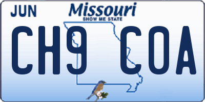 MO license plate CH9C0A