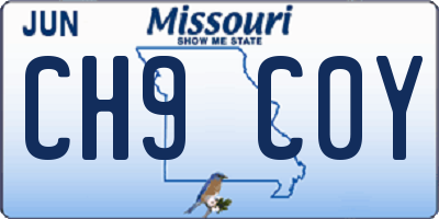 MO license plate CH9C0Y