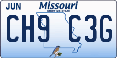 MO license plate CH9C3G