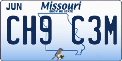 MO license plate CH9C3M