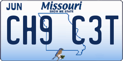 MO license plate CH9C3T