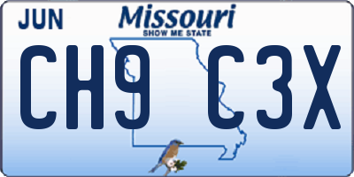 MO license plate CH9C3X