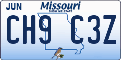 MO license plate CH9C3Z