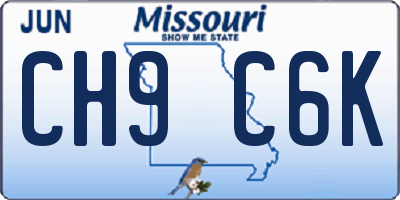 MO license plate CH9C6K