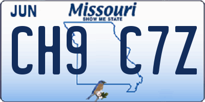 MO license plate CH9C7Z