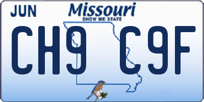 MO license plate CH9C9F