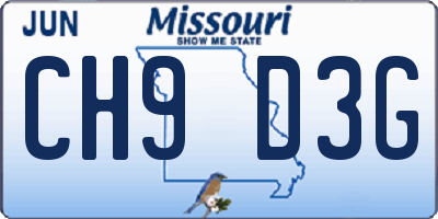 MO license plate CH9D3G