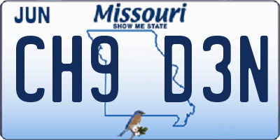 MO license plate CH9D3N