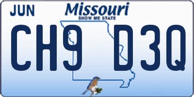 MO license plate CH9D3Q