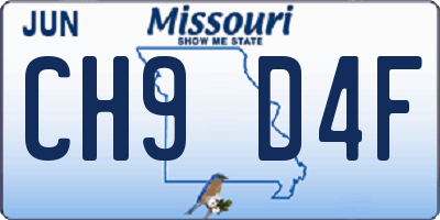 MO license plate CH9D4F