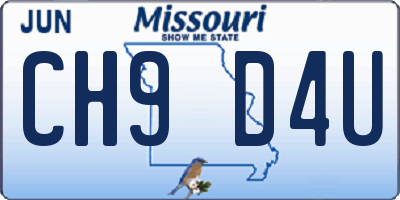 MO license plate CH9D4U