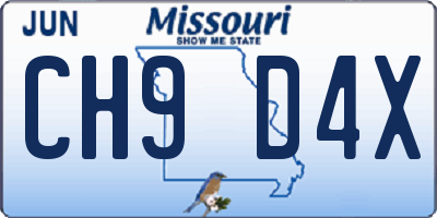 MO license plate CH9D4X