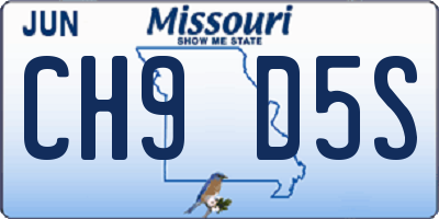MO license plate CH9D5S