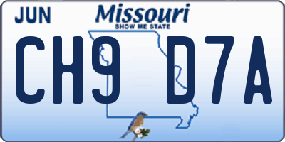 MO license plate CH9D7A