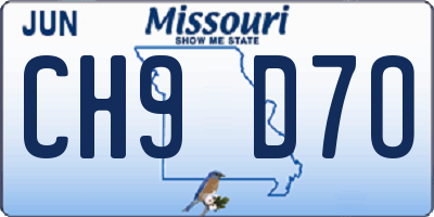 MO license plate CH9D7O