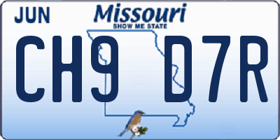 MO license plate CH9D7R