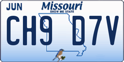 MO license plate CH9D7V