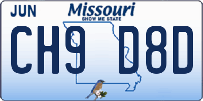 MO license plate CH9D8D