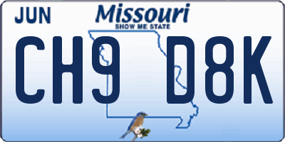 MO license plate CH9D8K