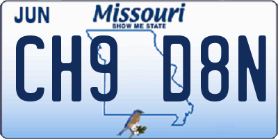 MO license plate CH9D8N