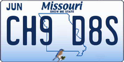 MO license plate CH9D8S