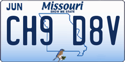 MO license plate CH9D8V