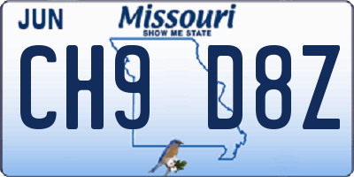 MO license plate CH9D8Z
