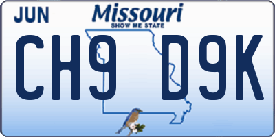 MO license plate CH9D9K