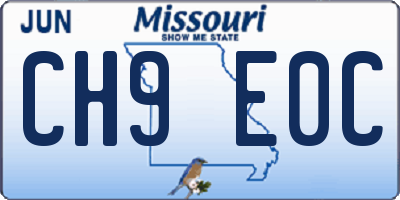 MO license plate CH9E0C