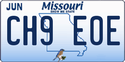 MO license plate CH9E0E