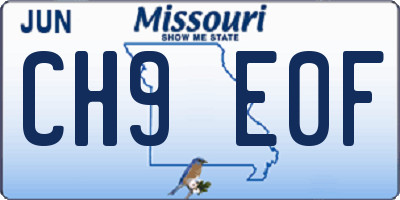 MO license plate CH9E0F
