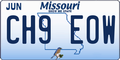 MO license plate CH9E0W