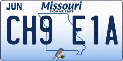 MO license plate CH9E1A