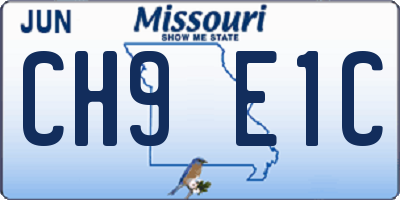 MO license plate CH9E1C