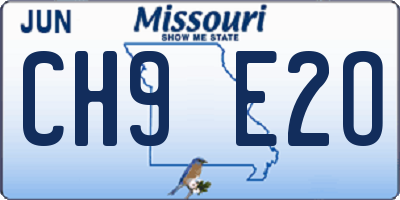 MO license plate CH9E2O