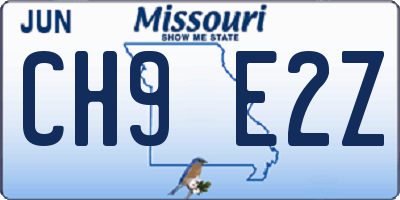 MO license plate CH9E2Z