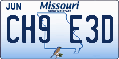 MO license plate CH9E3D