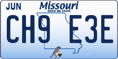 MO license plate CH9E3E