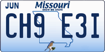 MO license plate CH9E3I