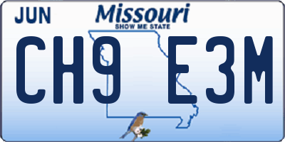 MO license plate CH9E3M