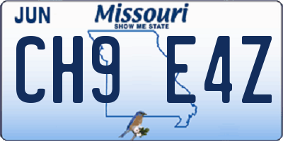 MO license plate CH9E4Z