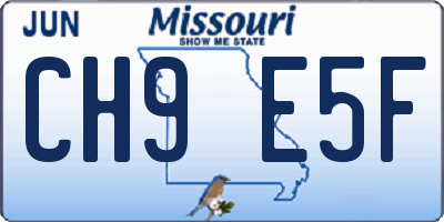MO license plate CH9E5F